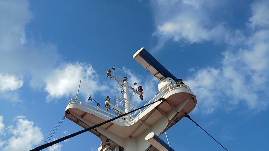 Mast antennas and sensors — GPS, VHF, AIS, weather